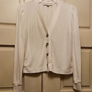 LOFT Women's Ivory Button-Up Cardigan